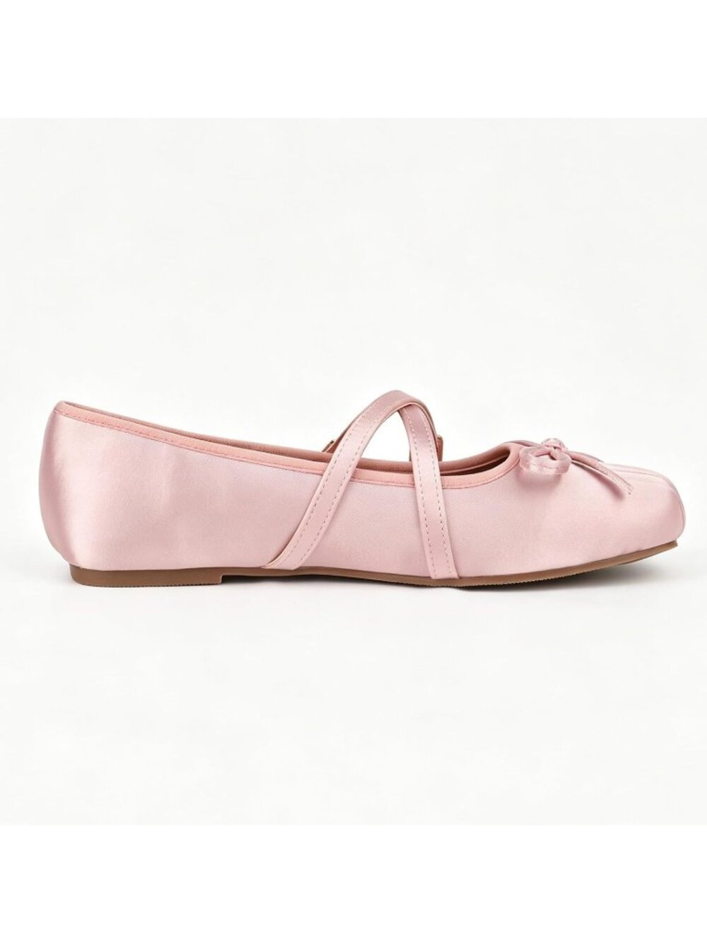Women's Pink Square Toe Ballet Flats Mary Janes Ballerina Shoes Satin - Picture 6 of 6